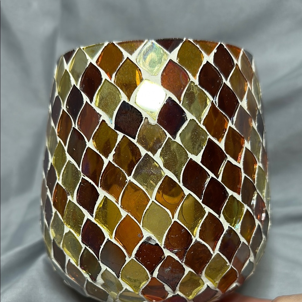 Stanley Mosaic Glass Holder with Warm Tones